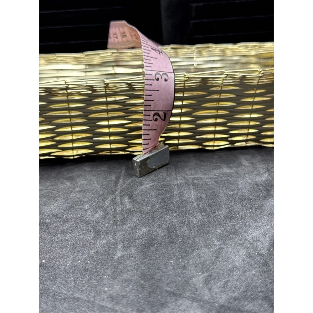 Vintage Brass Woven Basket,  Bread Basket, Gold‎ Metal Basket, MCM Art Style